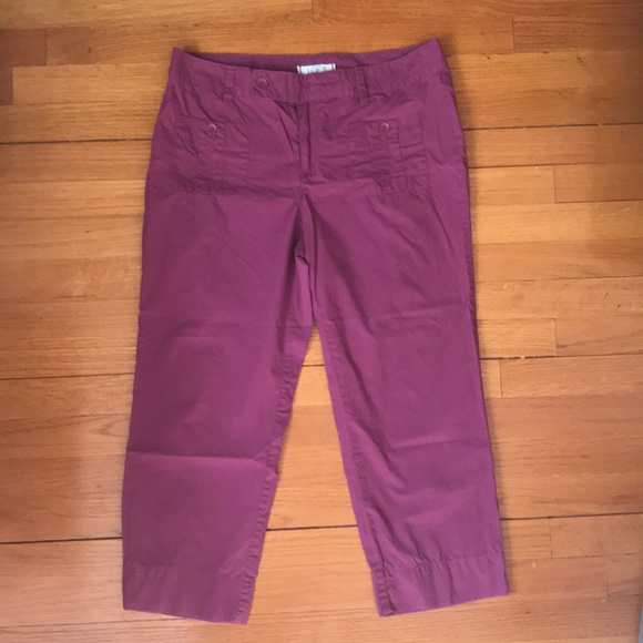 Ann Taylor LOFT Plum Color Cotton Capri Pants - Picture 2 of 8